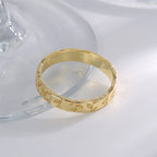 R0630 Design Leaf Pattern Ring for Women, Brass Gold-Plated, Vintage Simple Style