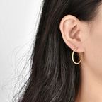 E0183Fashion Twisted Cable Braid18K Earrings for Women Simple Minimalist Style Hoop Jewelry