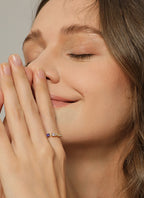 R0292 New Blue Pink Double Zirconia Ring for Women Simple Ring