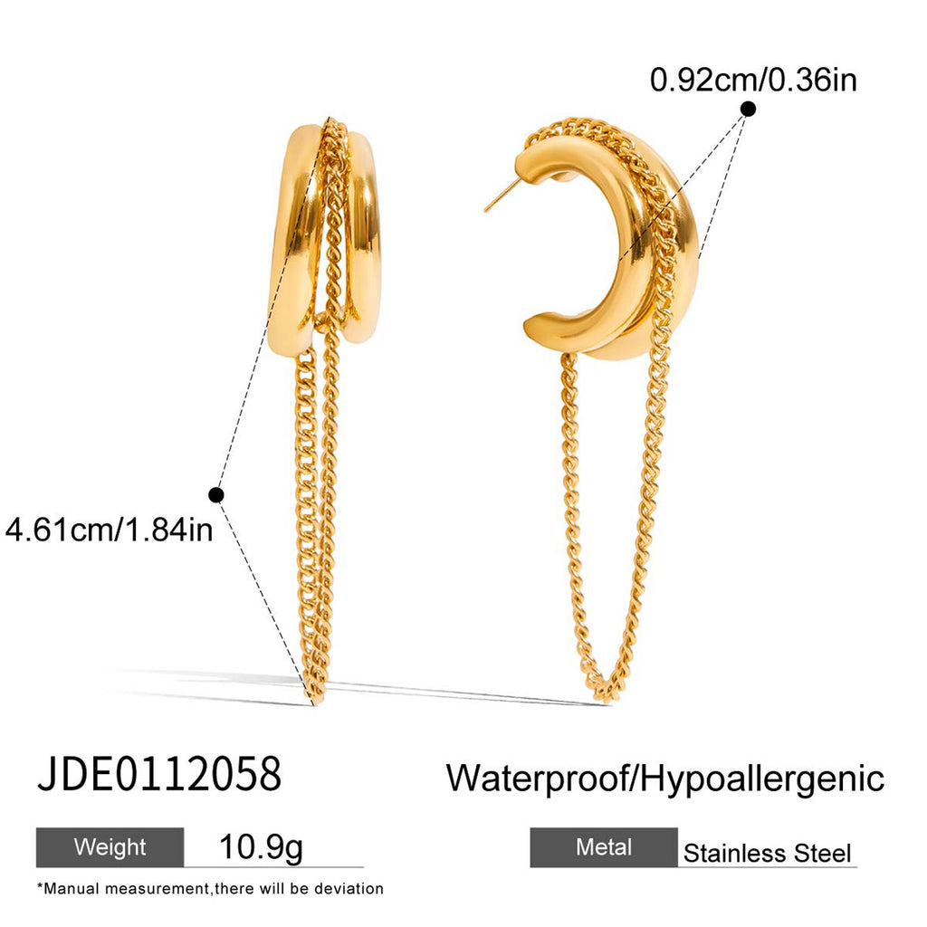 Stainless Steel Double c Tassel Earrings with a Sense of Design18k Gold accessories