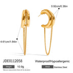 Stainless Steel Double c Tassel Earrings with a Sense of Design18k Gold accessories
