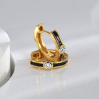 Gold-Plated Brass Vintage-Inspired White CZ Hoop Earrings featuring cubic zirconia detailing
