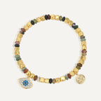 B0281 Vintage Demon Eye Zircon Inlaid Beaded Design Indian Agate Stone Bracelet