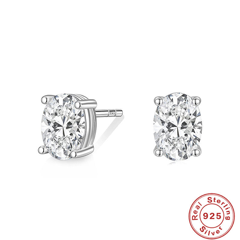 S925Sterling Silver Geometric Square Super Sparkling Diamond Stud Earrings Korean and Japanese Elegant Stud Earrings Jewelry