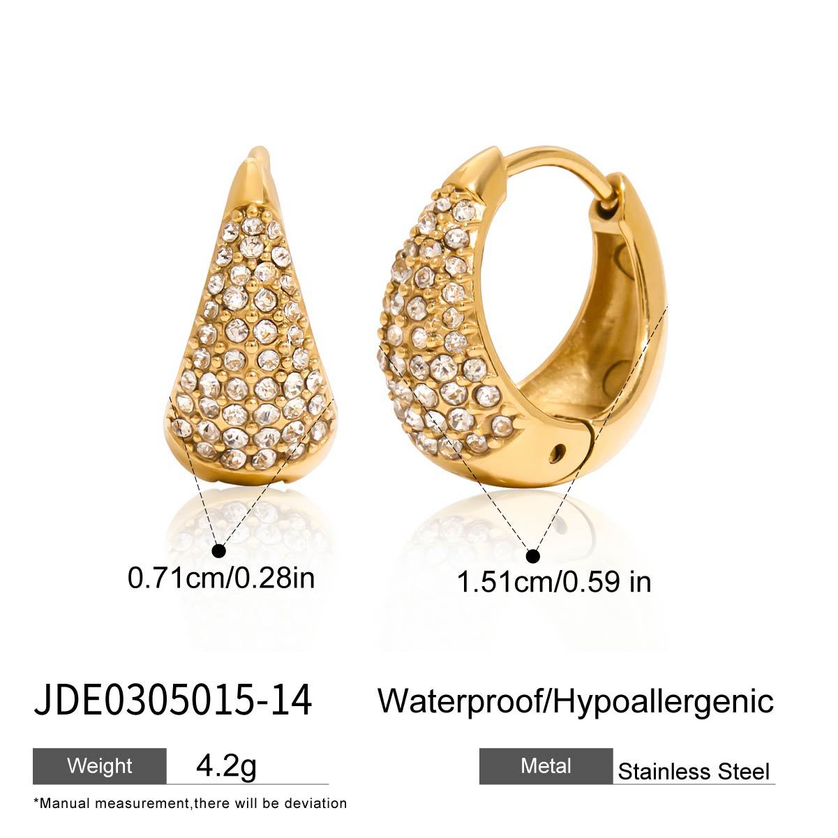 2H 18K Stainless Steel Drill Earrings Ear Buckle Non-Fading Ear Jewelry Accessories