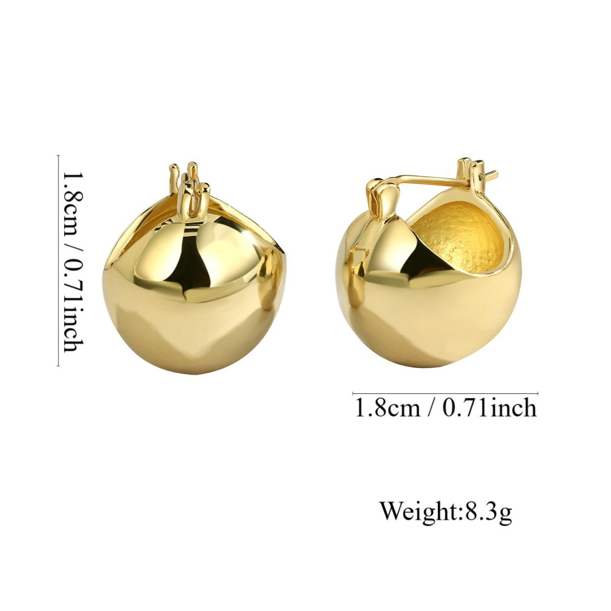 E0322 Copper Gold-Plated Earrings Minimalist Style Metal Ball Earrings Vintage Spherical Earrings for Women