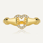 R0303 Fashionable Design Heart-shaped Ring for Women Micro-inlaid White Zircon Hollow Ring