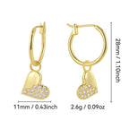 E0822 Fashion Earrings for Women, Gold-Plated Heart Half Zirconia Drop Earrings