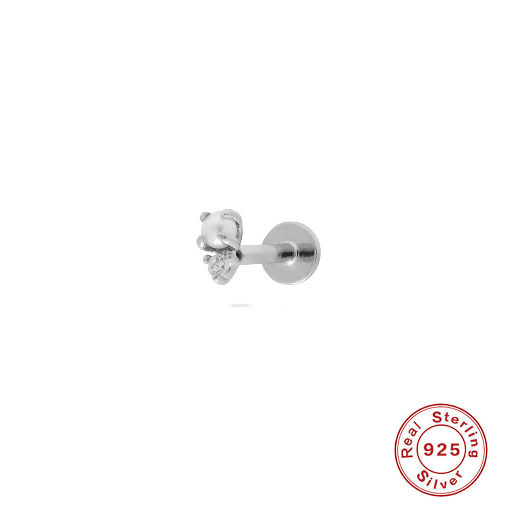 New S925Sterling Silver Stud Earrings18G Flat Head Push Piercing Cartilage Earrings Hot Selling Piercing Ear Lobe