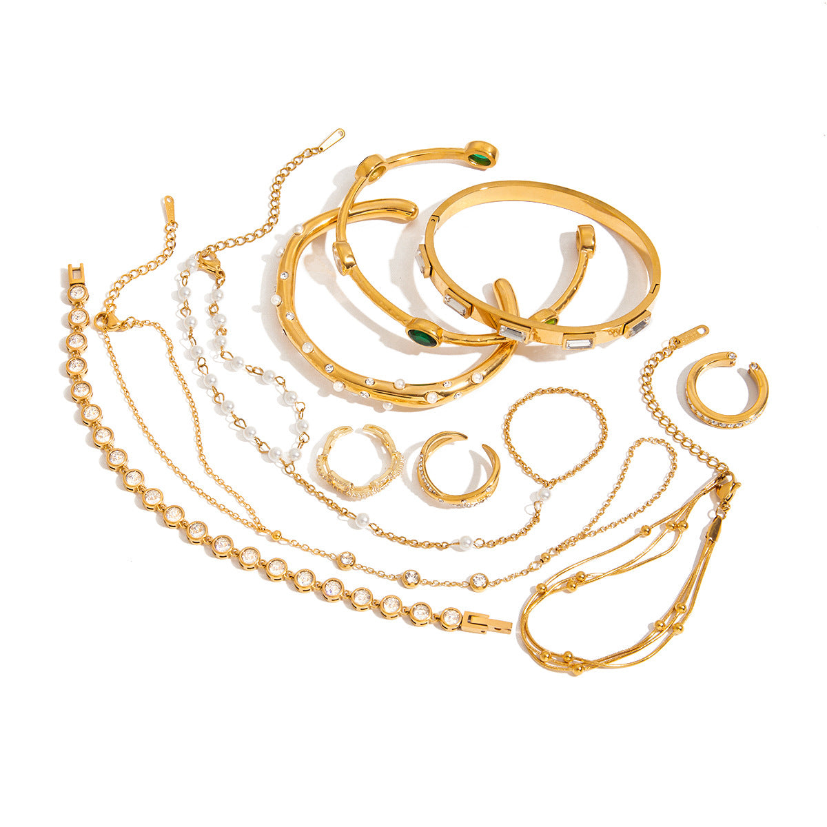 Stainless Steel Finger Bracelet Ring for Women Design rings Ornament