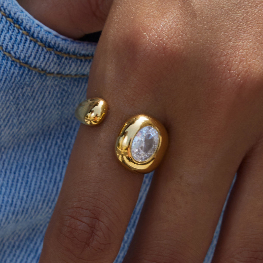 Non-fading Rhinestone Ring for Women18K Stainless Steel Jewelry