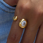 Non-fading Rhinestone Ring for Women18K Stainless Steel Jewelry