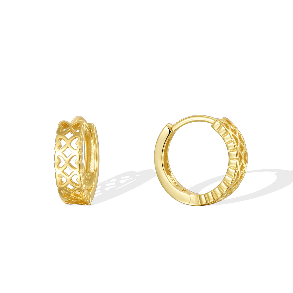 SE0266 S925Silver French Hollow Heart Vintage Earrings Fashionable Unique Design Trendy Earrings