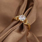 R0359 Simple Design Zircon Ring for Women, Copper Plated with Real Gold, Fashionable Ring