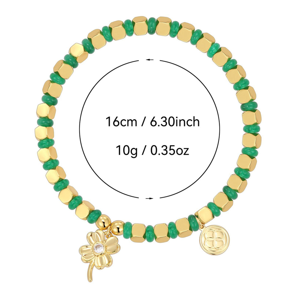 B0254 Fashionable Elegant Four-Leaf Clover Zircon Beaded Design Bracelet for Daily Wear
