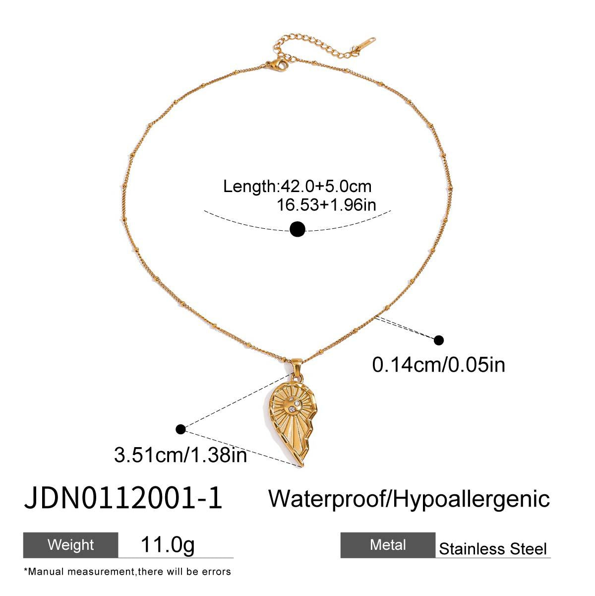 Heart Necklace Accessories Non-Fading Jewelry Stainless Steel Necklace