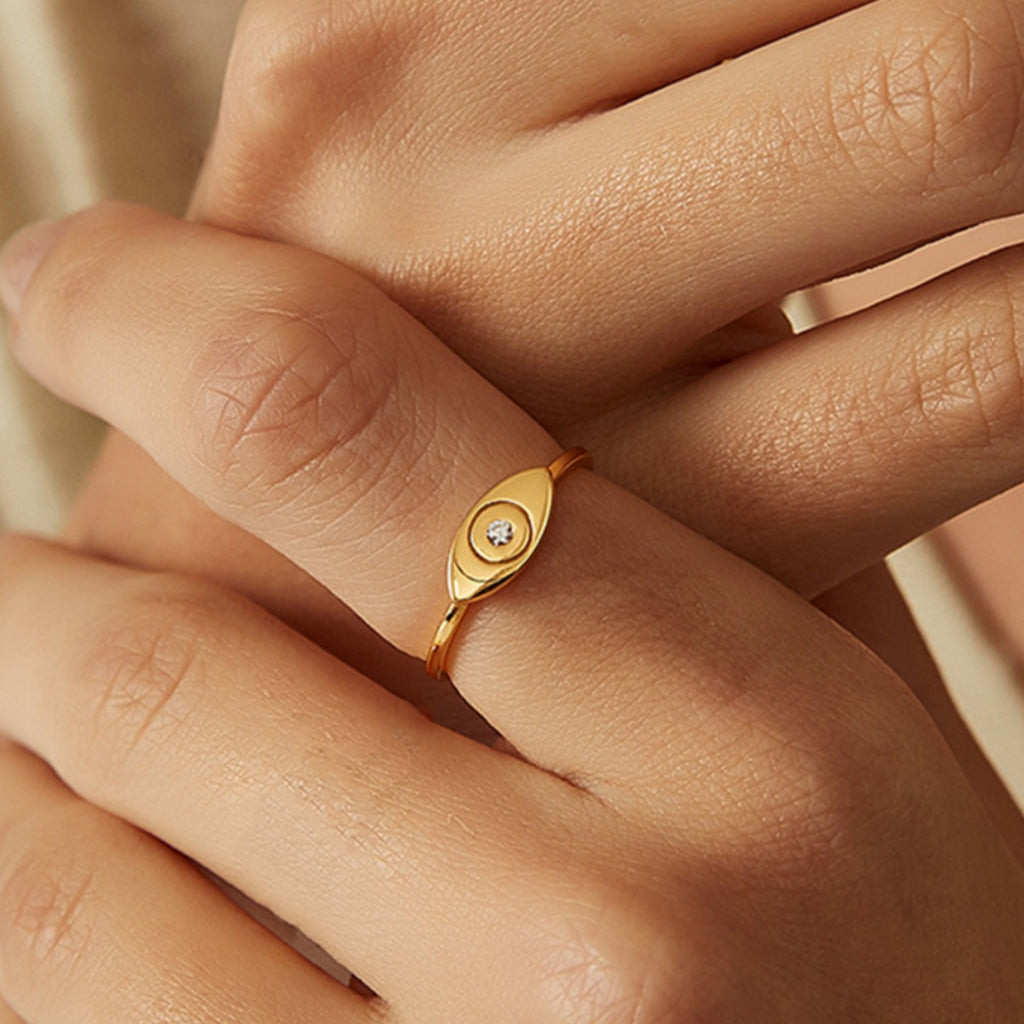 SR0022 S925Silver Eye Ring Sweet Cool Finger Ring Trendy