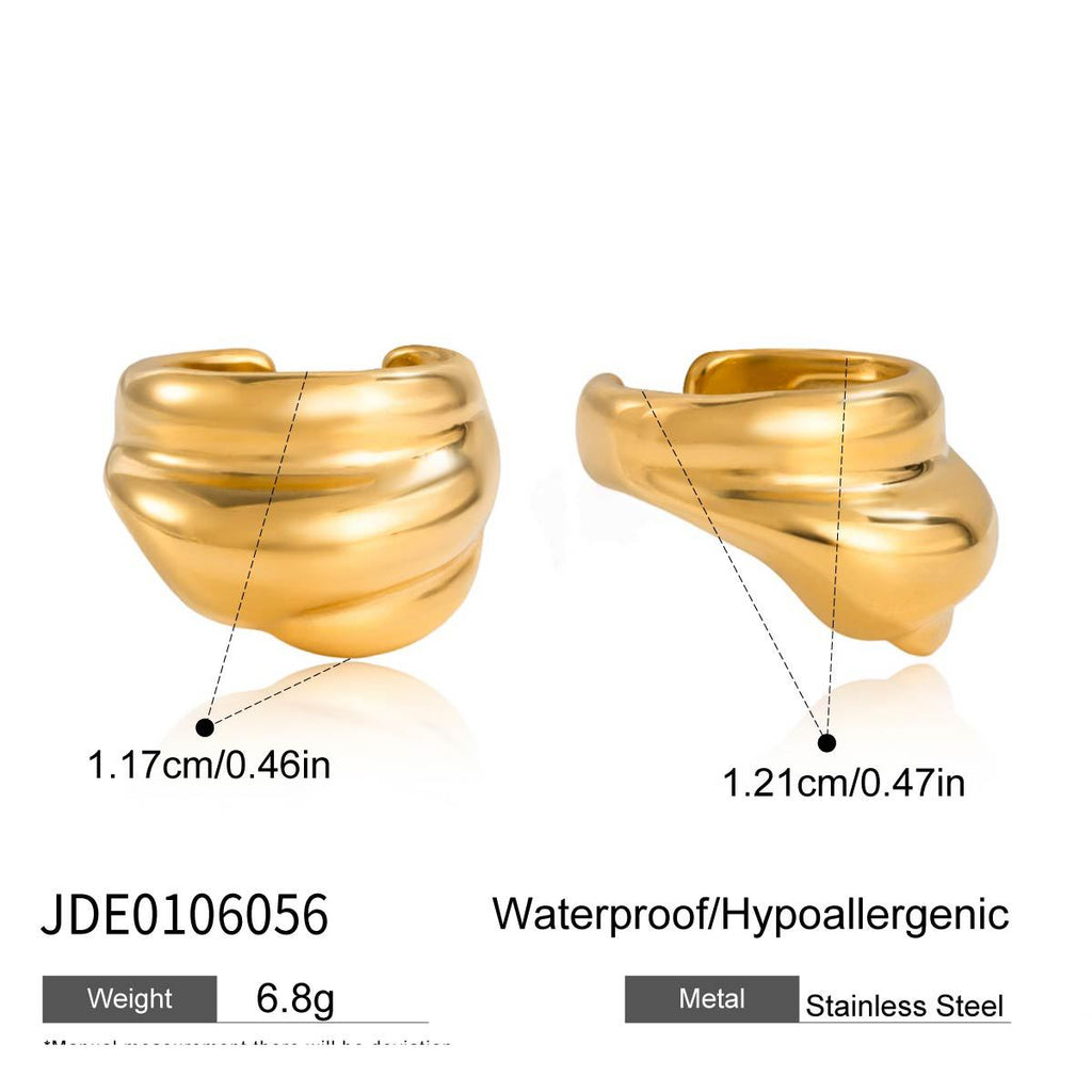 Stainless Steel gold Ear Clip Earrings18K Gold Stainless Steel Decorative Hoop Earrings