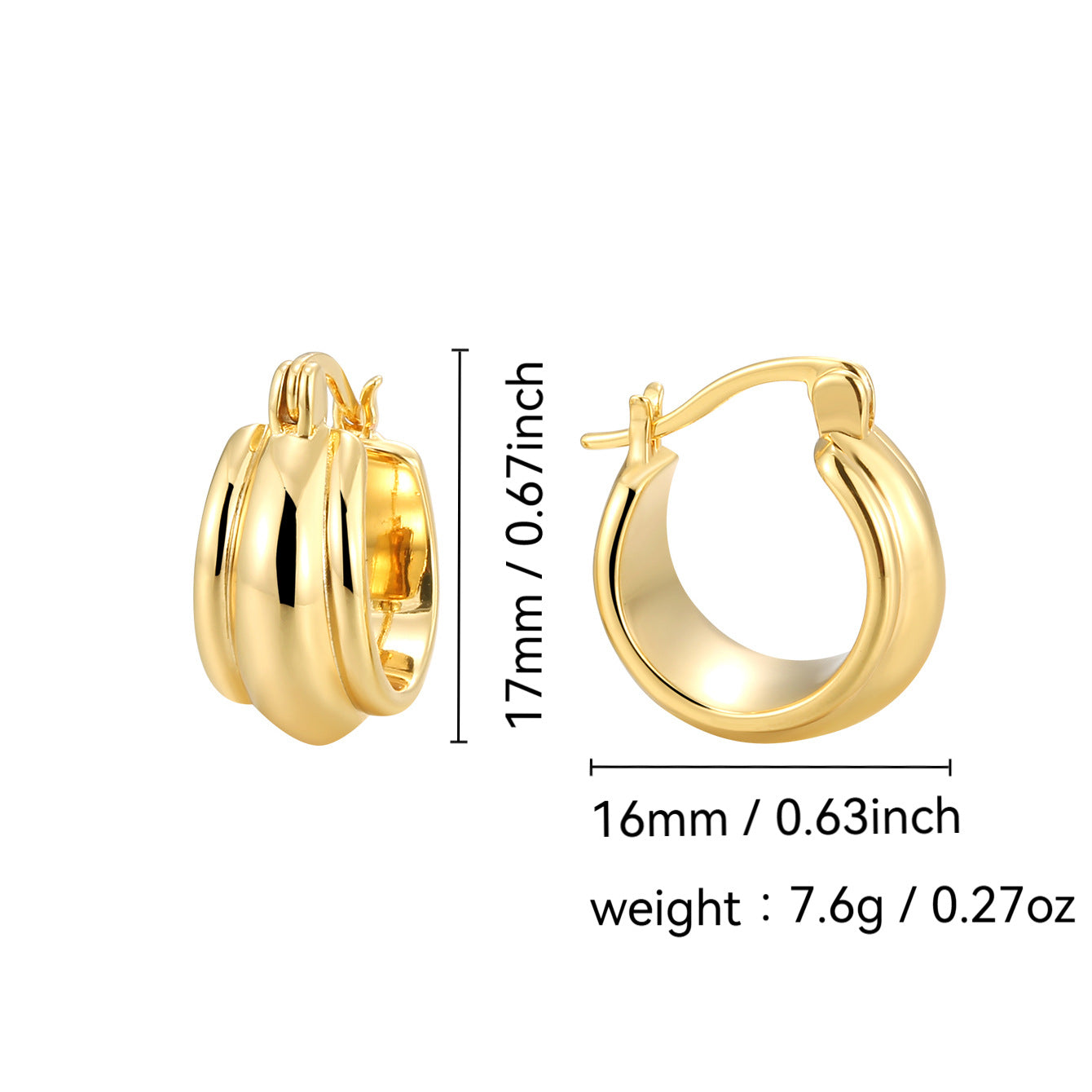 E0250 Personalized Minimalist Design Gold-Plated Smooth Earrings for Women Fashion Jewelry