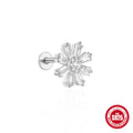 Zircon Tassel 925 Sterling Silver Cartilage Stud Earrings — decorative detail — alternate angle 2 — jewelry finish and design detail
