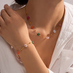 Bracelet Design for Women18K Stainless Steel Bracelet Handmade Colorful Small Flower Chain Bracelet