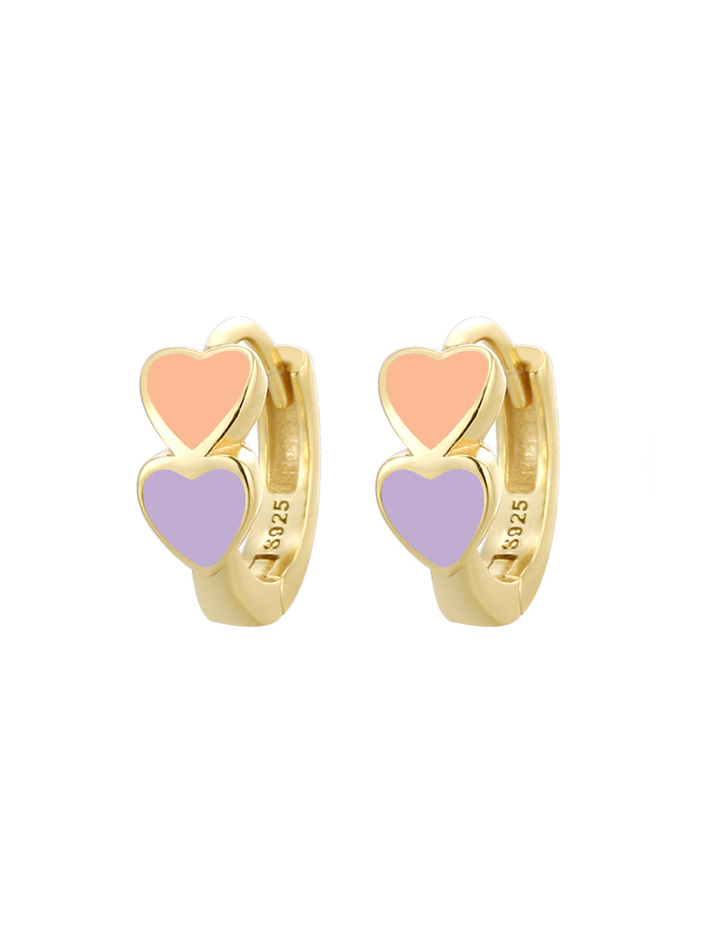 SE Jewelry Double Heart Colorful Resin Earrings For Women Gold Plated