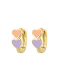 14K Gold-Plated 925 Sterling Silver Double Heart Colorful Resin Earrings — alternate product view — jewelry finish and design detail