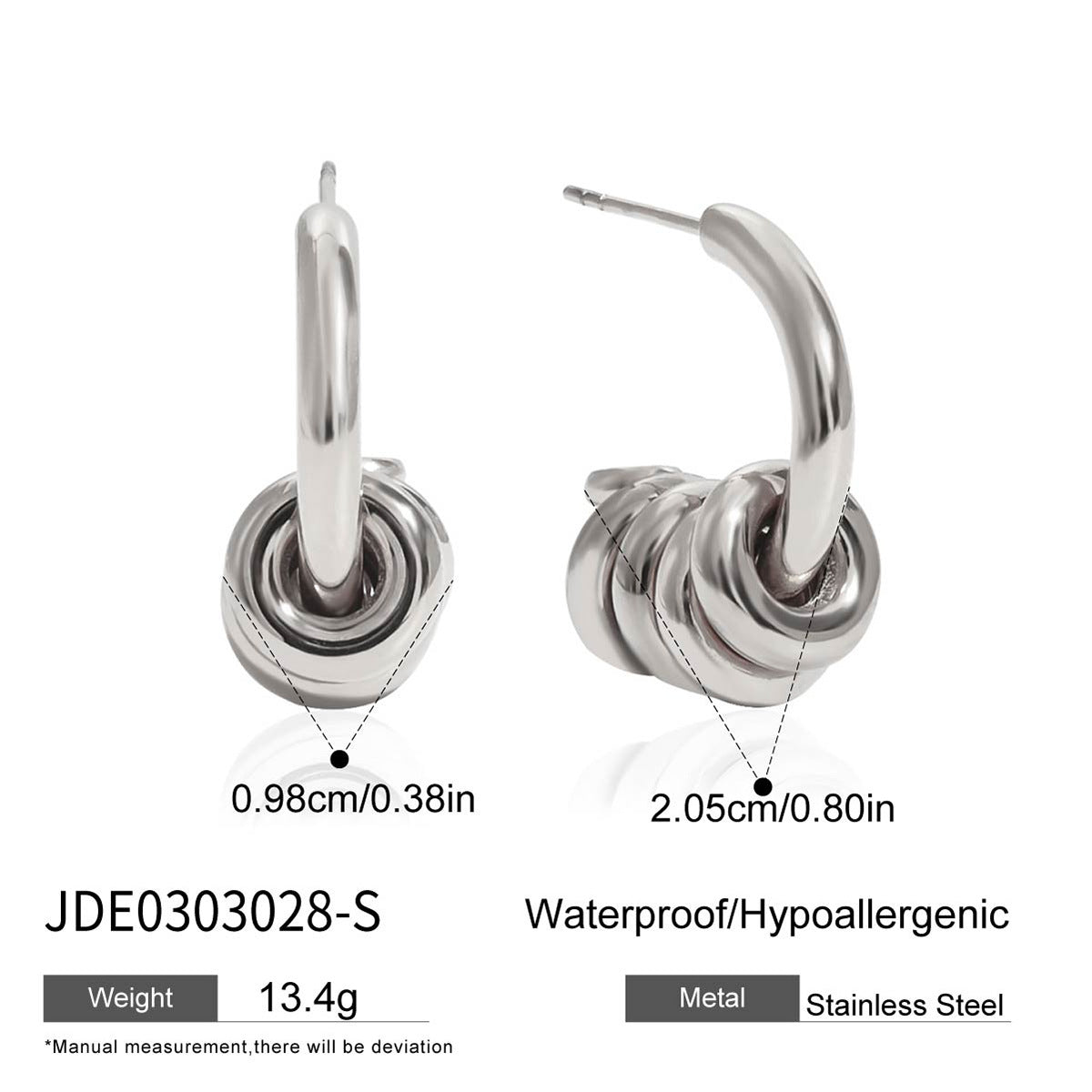 2H Stainless Steel c Stylish Earrings Non-Fading Jewelry earring