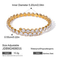 Cubic Zirconia Open Profile Gold-Plated Stainless Steel Cuff Bracelet — detail view — jewelry finish and design detail