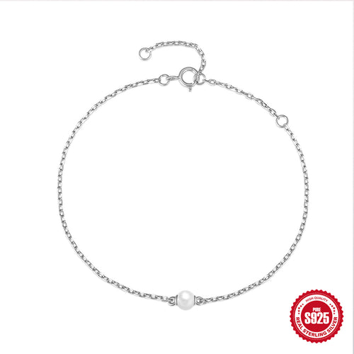 Classic Pearl 925 Sterling Silver Bracelet — side profile