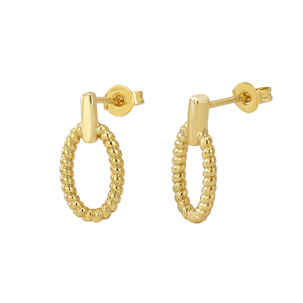Gold-Plated Brass Twisted Oval Stud Earrings with gold-tone brass construction