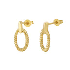 Gold-Plated Brass Twisted Oval Stud Earrings with gold-tone brass construction