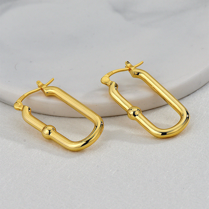 E0682 Fashion Simple Asymmetric Hoop Earrings for Women Copper Gold Plated Minimalist Style Smooth Surface Ear Cuffs