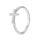 R0034 Fashion Trend Cross Ring for Women Simple Versatile Zircon Inlaid
