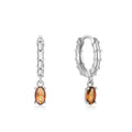 Colorful Egg-Shaped Zircon 925 Sterling Silver Hoop Earrings — pair presentation — jewelry finish and design detail