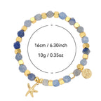 B0266 Fashion Starfish Beaded Bohemian Aquamarine Bracelet