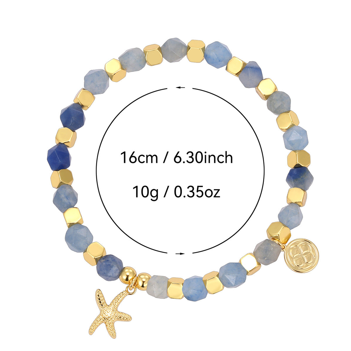 B0266 Fashion Starfish Beaded Bohemian Aquamarine Bracelet