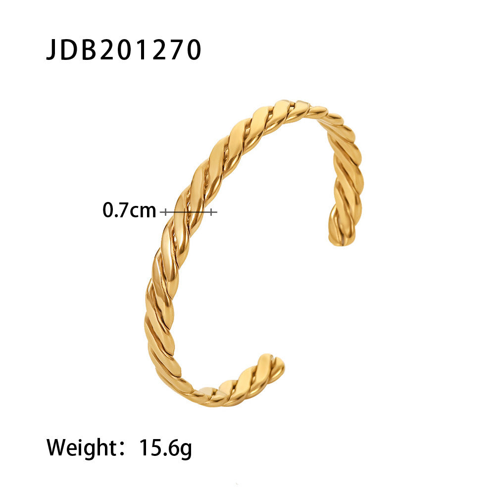 Vintage Open Gold Bracelet Non-Fading Stainless Steel Bangle Women Zircon Bracelet