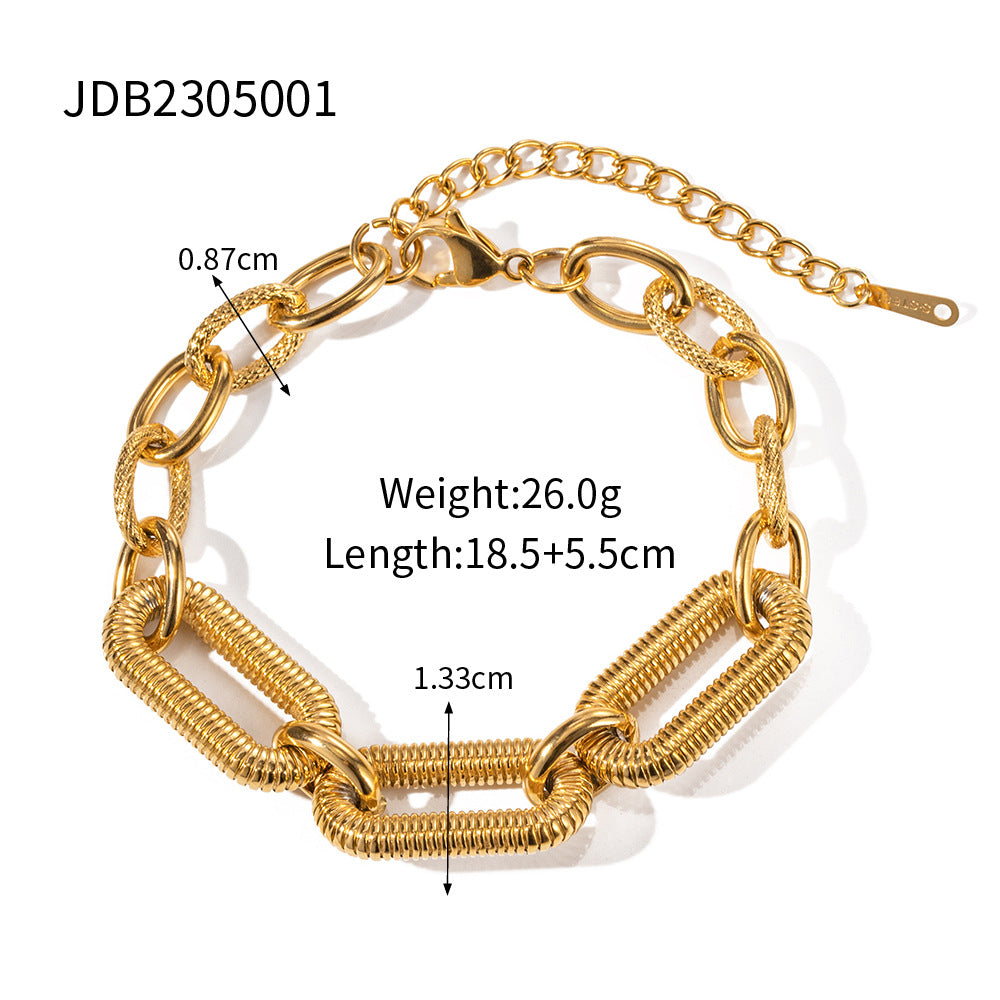 2H Stainless Steel Cuban Bracelet Versatile Bracelet Vacuum Electroplating Vintage Style Cuban Chain