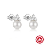 S925Sterling Silver Star Moon Pearl Moonstone Inlaid Diamond Earrings Stud Earrings Hot-Selling Women's Jewelry