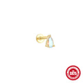 Moonstone and Cubic Zirconia 925 Sterling Silver Flat-Back Stud — decorative detail — jewelry finish and design detail