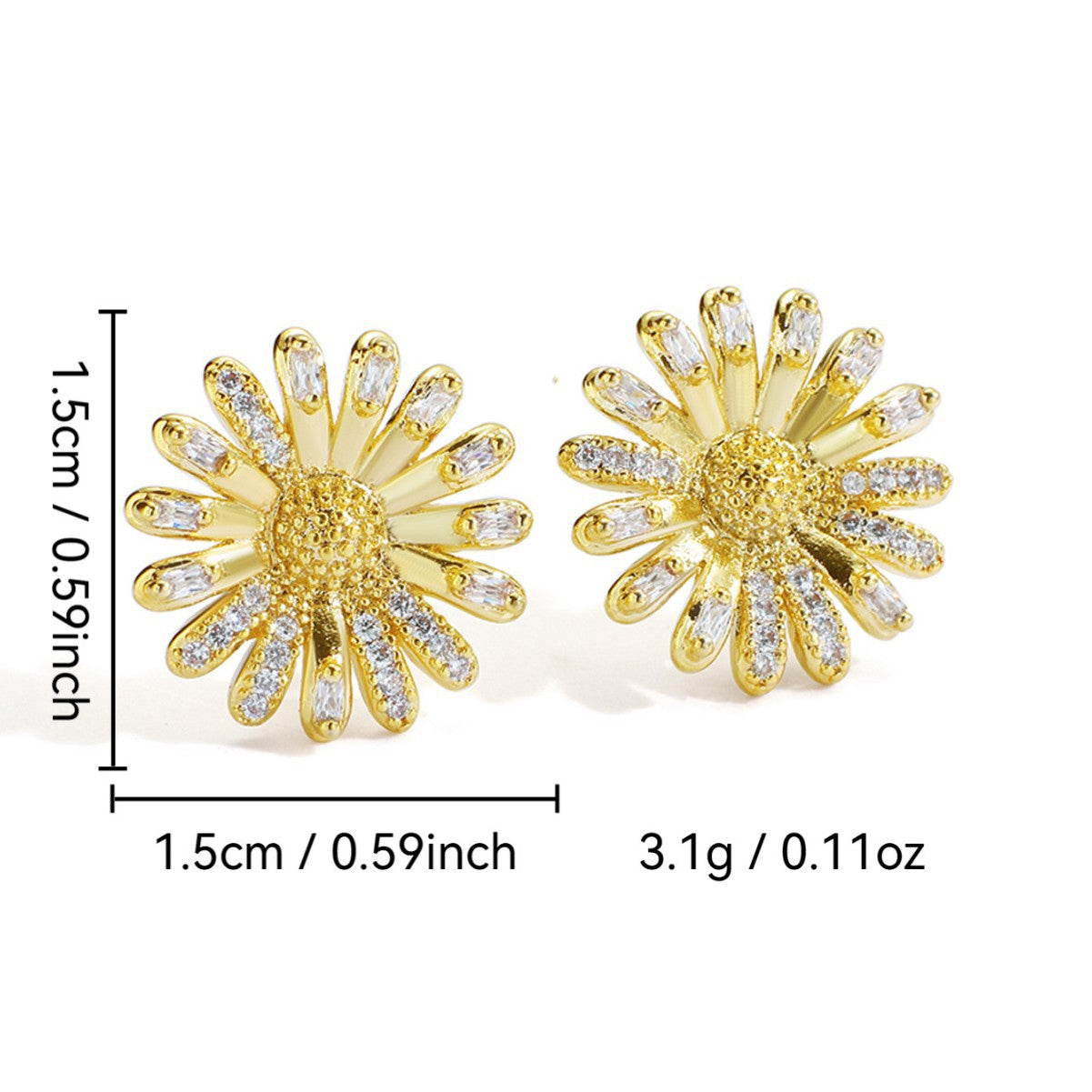 CYE0140 Zircon Daisy Elegant Stud Earrings