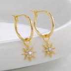 E0797 Creative Design Gold-Plated Earrings for Women Sunflower Micro-Inlaid Zirconia Drop Earrings