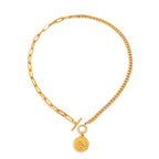 Coin Resin Pearl Pendant Necklace Accessories Female Clavicle Chain Stainless Steel Jewelry