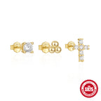 New925Sterling Silver Geometric Star Moon Diamond Set Earrings Hot Selling Pearl Earrings Earrings