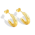 E0282 Croissant Earrings18K Gold Color Retention Jewelry Twisted Spiral Thread C Shaped Earrings
