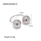 2H Non-Fading Steel Color Stainless Steel Double Large Ball Open Ring2025Fashionable and Unique Trendy Accessories