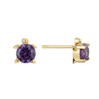 E0769 Creative Design Turtle Earrings for Women Gold-Plated with Purple Zirconia