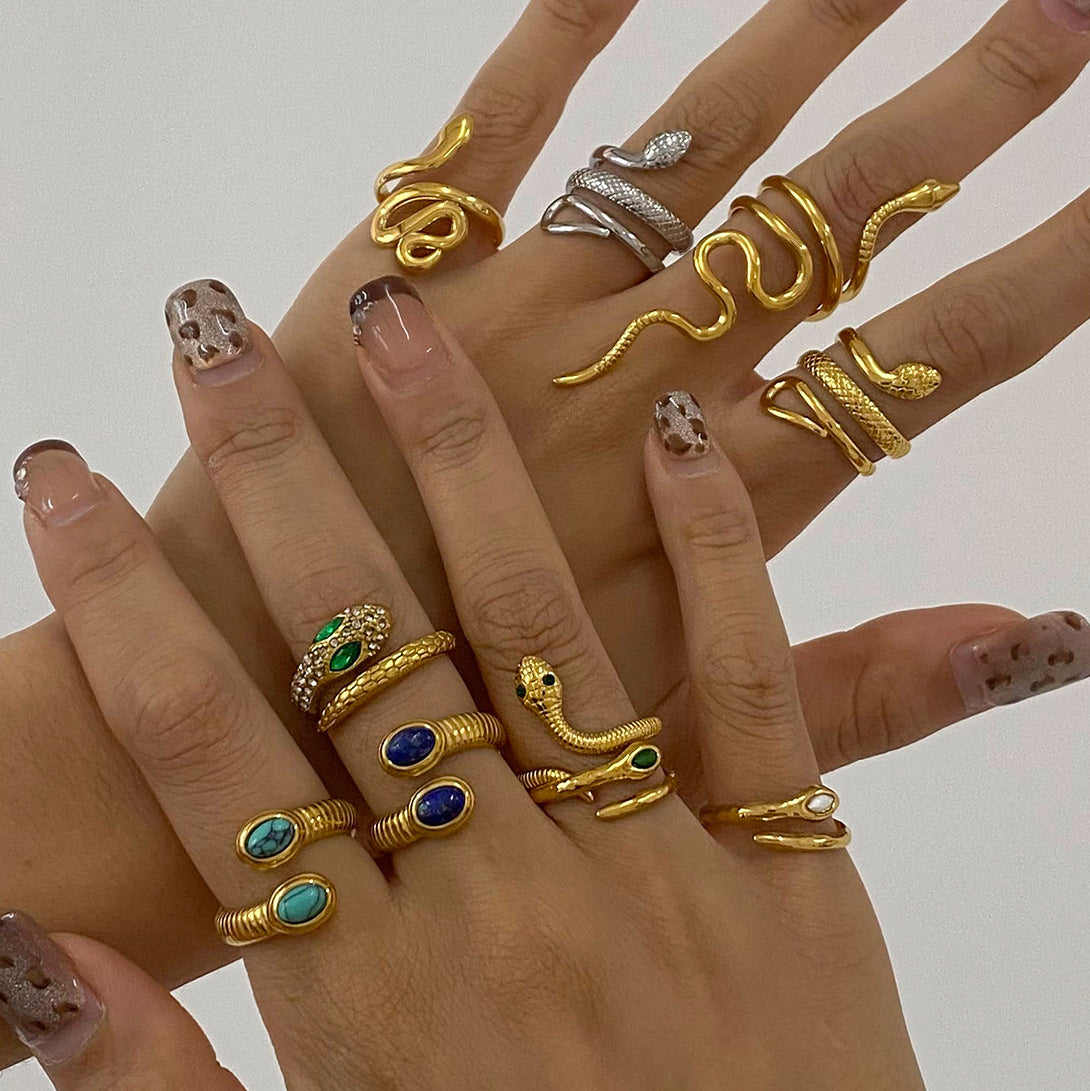 Stainless Steel Snake Ring Open Ring rings