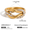 Cubic Zirconia Gold-Plated Stainless Steel Ring — Thoughtful Design — product styling — jewelry finish and design detail